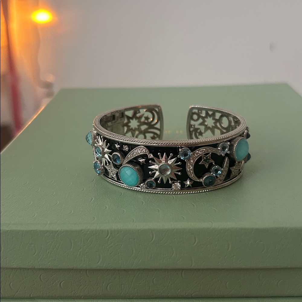 Judith Ripka Silver Bracelet with Blue Accents